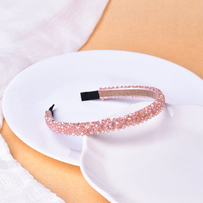 Vogue Hair Accessories Crystal Beaded Plastic Fancy Party Wedding Hairband For Girls