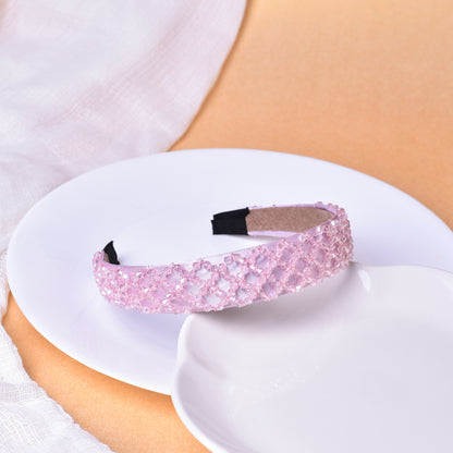 Vogue Hair Accessories Crystal Beaded Plastic Fancy Party Wedding Hairband For Girls