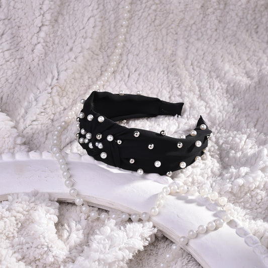 Vogue Hair Accessories Black fabric Pearl Hairband