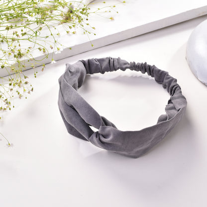 Vogue Hair Accessories Solid Suede Fabric Knot Stretchable Hairband and Headband for Women