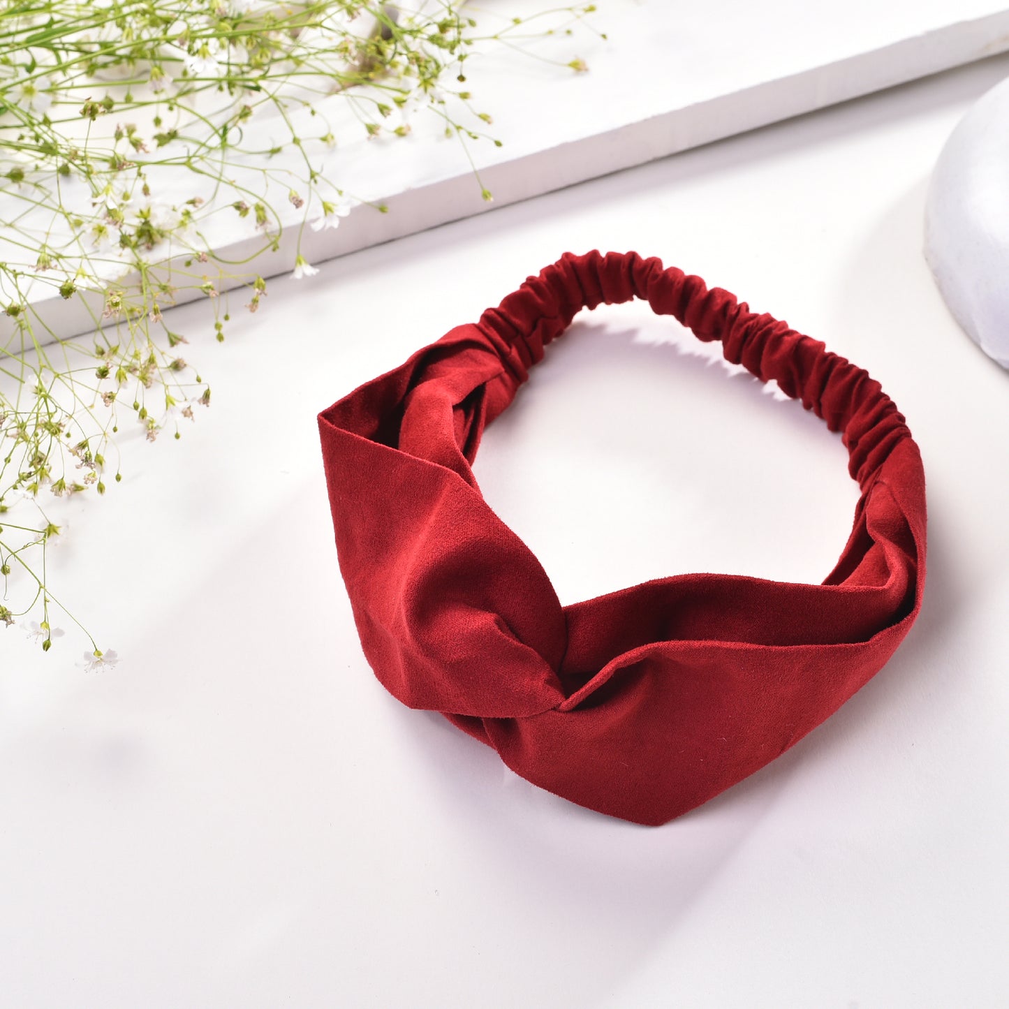 Vogue Hair Accessories Solid Suede Fabric Knot Stretchable Hairband and Headband for Women