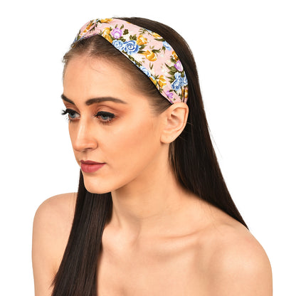 Vogue Hair Accessories Printed Fabric Knot Metal Hairband Headband for Women and Girls