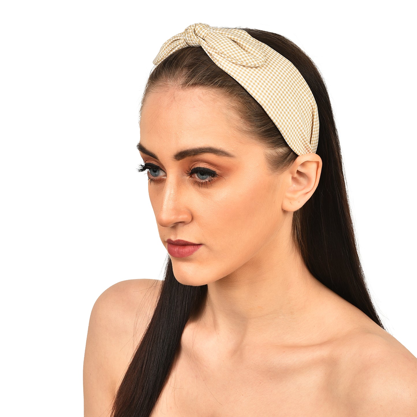 Vogue Hair Accessories Brown Check Bow Hairband