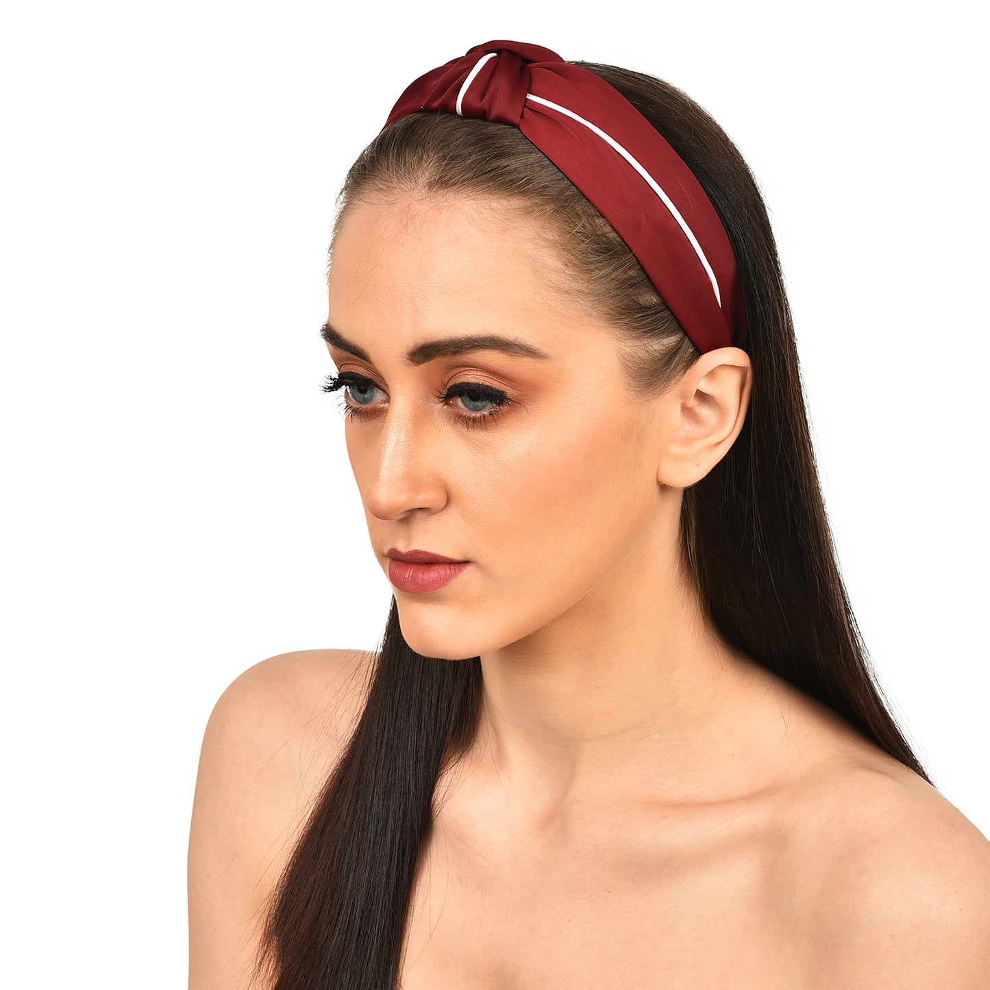 Vogue Hair Accessories Solid Fabric Knot with Piping Plastic Hairband Headband for Girls and Women
