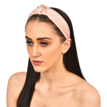 Vogue Hair Accessories Solid Fabric Knot with Piping Plastic Hairband Headband for Girls and Women
