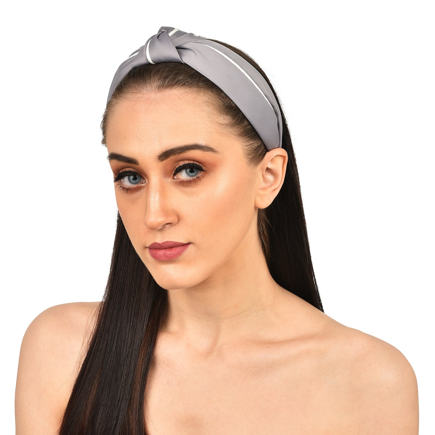 Vogue Hair Accessories Solid Fabric Knot with Piping Plastic Hairband Headband for Girls and Women