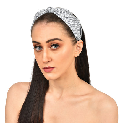 Vogue Hair Accessories Blue Check Bow Hairband