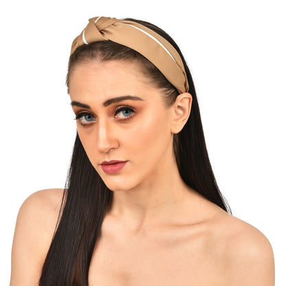 Vogue Hair Accessories Solid Fabric Knot with Piping Plastic Hairband Headband for Girls and Women
