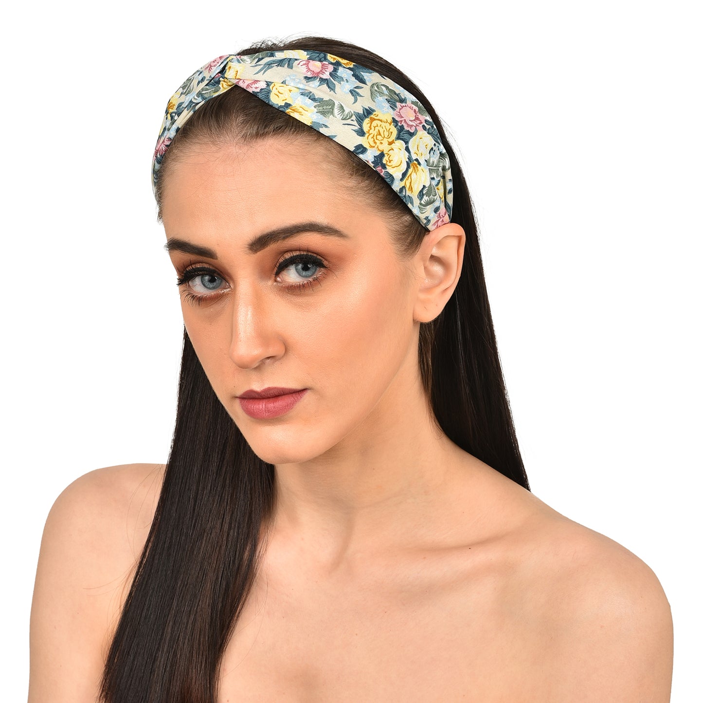 Vogue Hair Accessories Printed Fabric Knot Metal Hairband Headband for Women and Girls