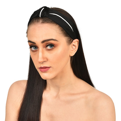 Vogue Hair Accessories Solid Fabric Knot with Piping Plastic Hairband Headband for Girls and Women