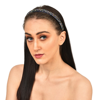 Vogue Hair Accessories Crystal Beaded Plastic Fancy Party Wedding Hairband For Girls