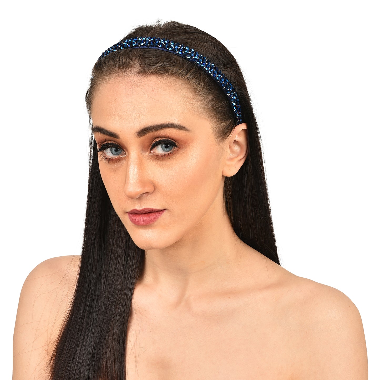 Vogue Hair Accessories Crystal Beaded Plastic Fancy Party Wedding Hairband For Girls