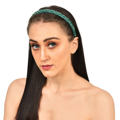 Vogue Hair Accessories Crystal Beaded Plastic Fancy Party Wedding Hairband For Girls
