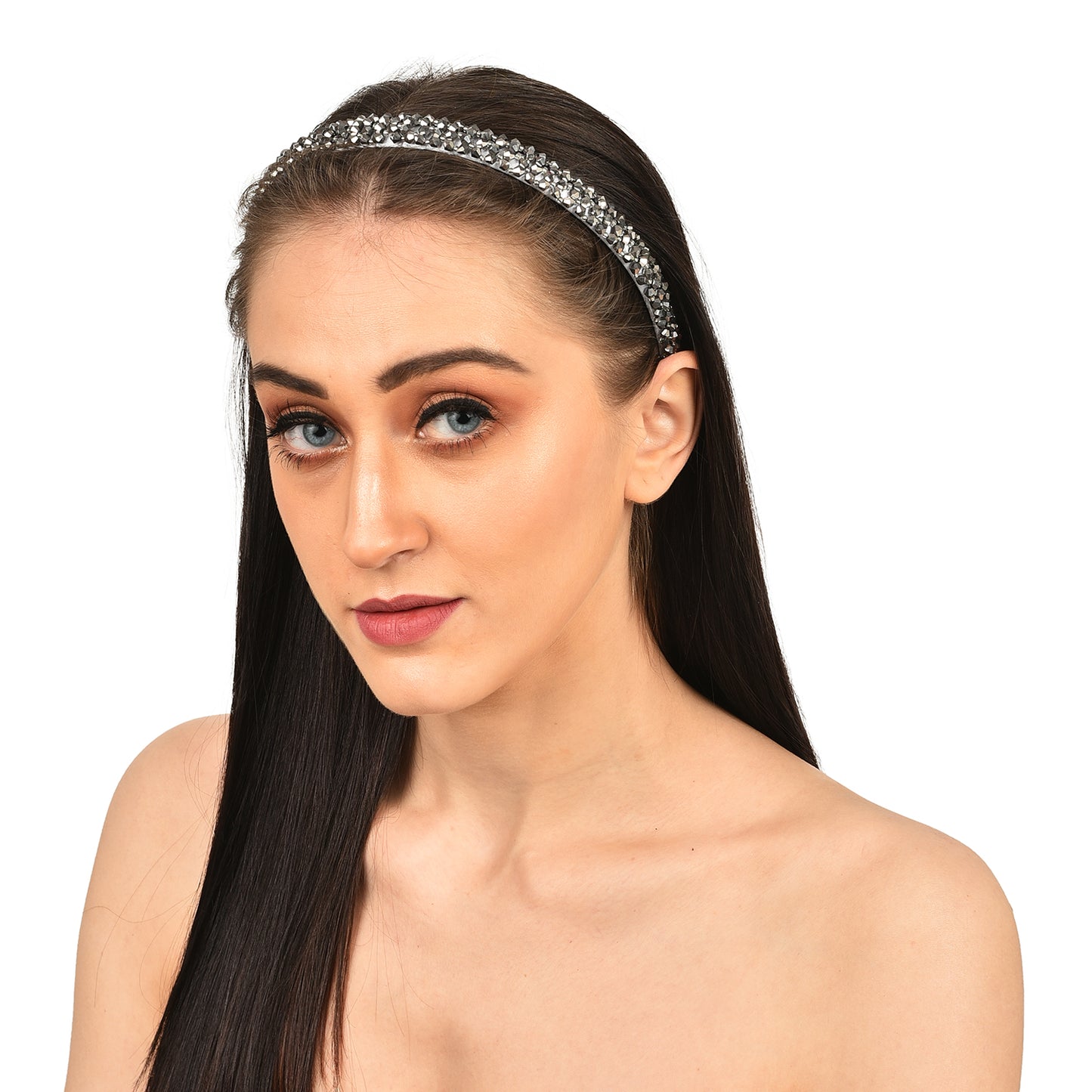 Vogue Hair Accessories Crystal Beaded Plastic Fancy Party Wedding Hairband For Girls