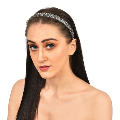 Vogue Hair Accessories Crystal Beaded Plastic Fancy Party Wedding Hairband For Girls