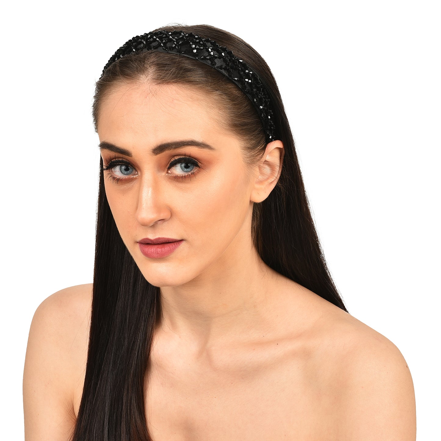 Vogue Hair Accessories Crystal Beaded Plastic Fancy Party Wedding Hairband For Girls