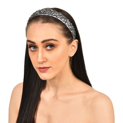 Vogue Hair Accessories Crystal Beaded Plastic Fancy Party Wedding Hairband For Girls