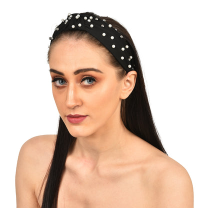 Vogue Hair Accessories Black fabric Pearl Hairband