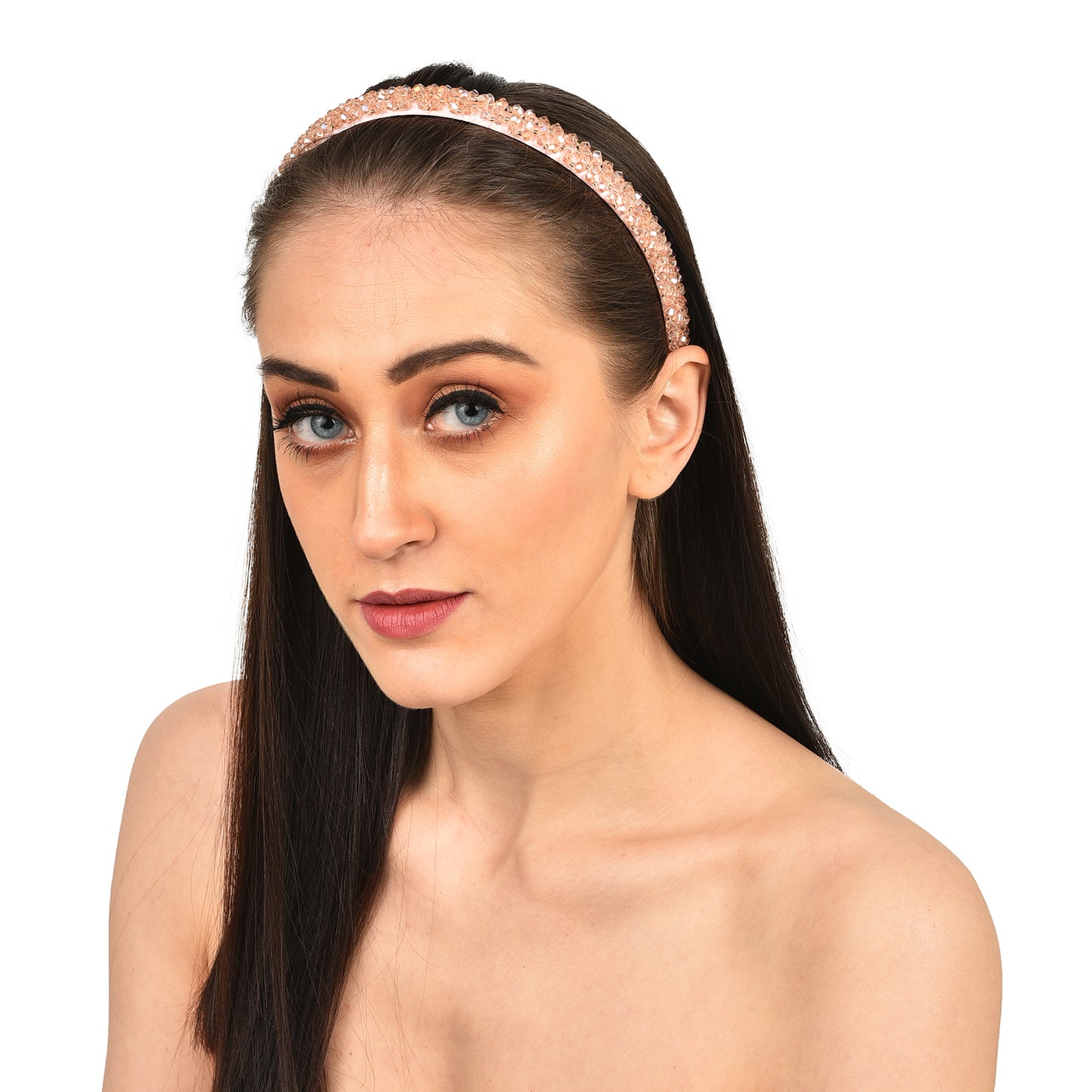 Vogue Hair Accessories Crystal Beaded Plastic Fancy Party Wedding Hairband For Girls