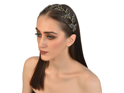Vogue Hair Accessories Black Handmade Crystal leaf Hairband