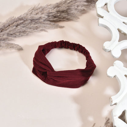 Vogue Hair Accessories Solid Nylon Fabric Knot Stretchable Hairband for Girls and Women, Pack of 1