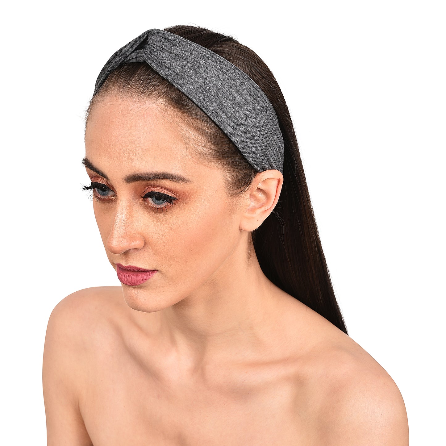 Vogue Hair Accessories Solid Nylon Fabric Knot Stretchable Hairband for Girls and Women, Pack of 1
