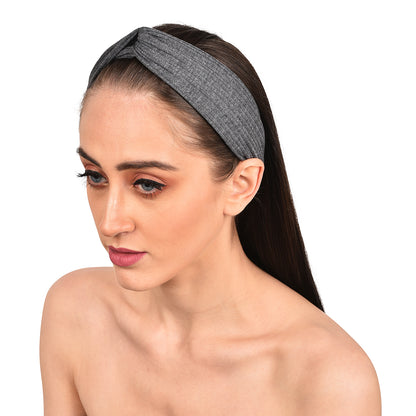 Vogue Hair Accessories Solid Nylon Fabric Knot Stretchable Hairband for Girls and Women, Pack of 1