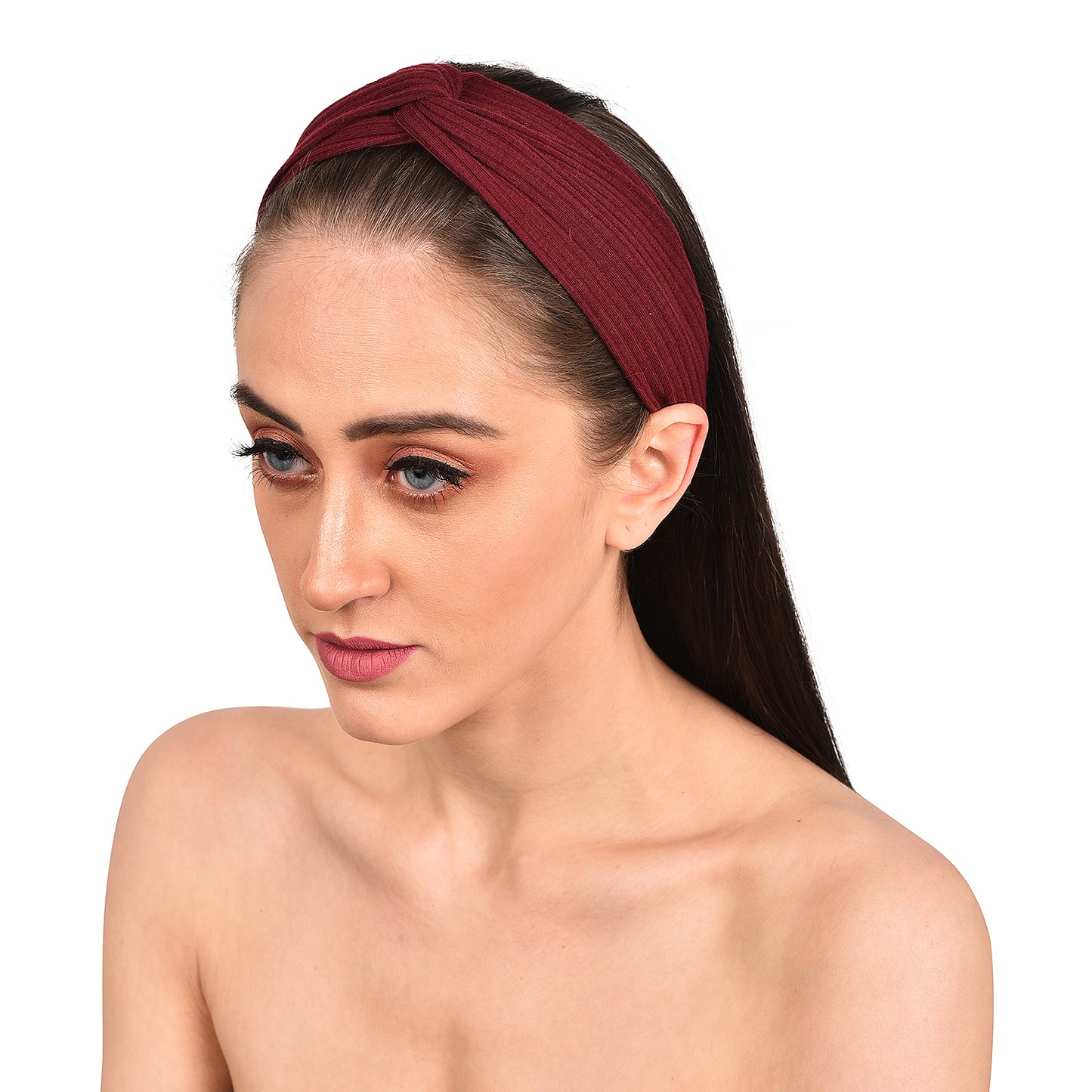 Vogue Hair Accessories Solid Nylon Fabric Knot Stretchable Hairband for Girls and Women, Pack of 1