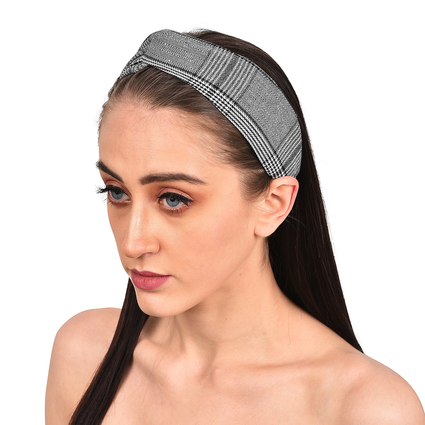Vogue Hair Accessories Grey Check Cotton fabric Headband