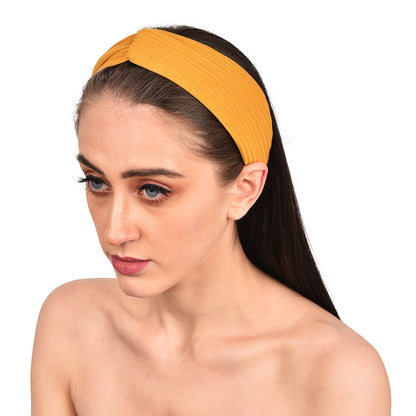 Vogue Hair Accessories Solid Nylon Fabric Knot Stretchable Hairband for Girls and Women, Pack of 1