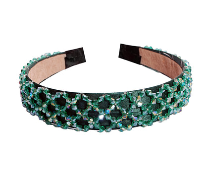 Vogue Hair Accessories Crystal Beaded Plastic Fancy Party Wedding Hairband For Girls