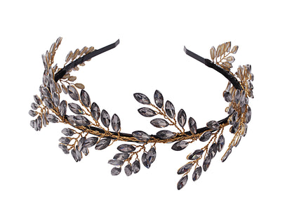 Vogue Hair Accessories Black Handmade Crystal leaf Hairband