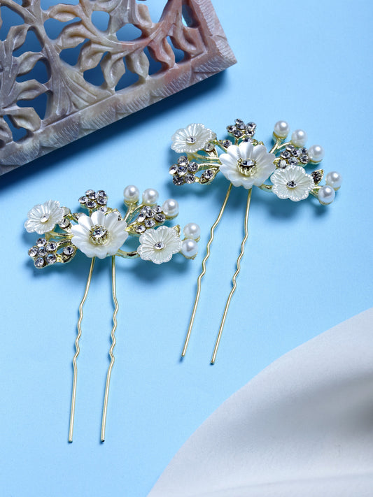 Vogue Hair Accessories Off White Metal Shell Juda Hair Pins Hair Clip Hair Accessories (Shell Juda Pin Set -2)