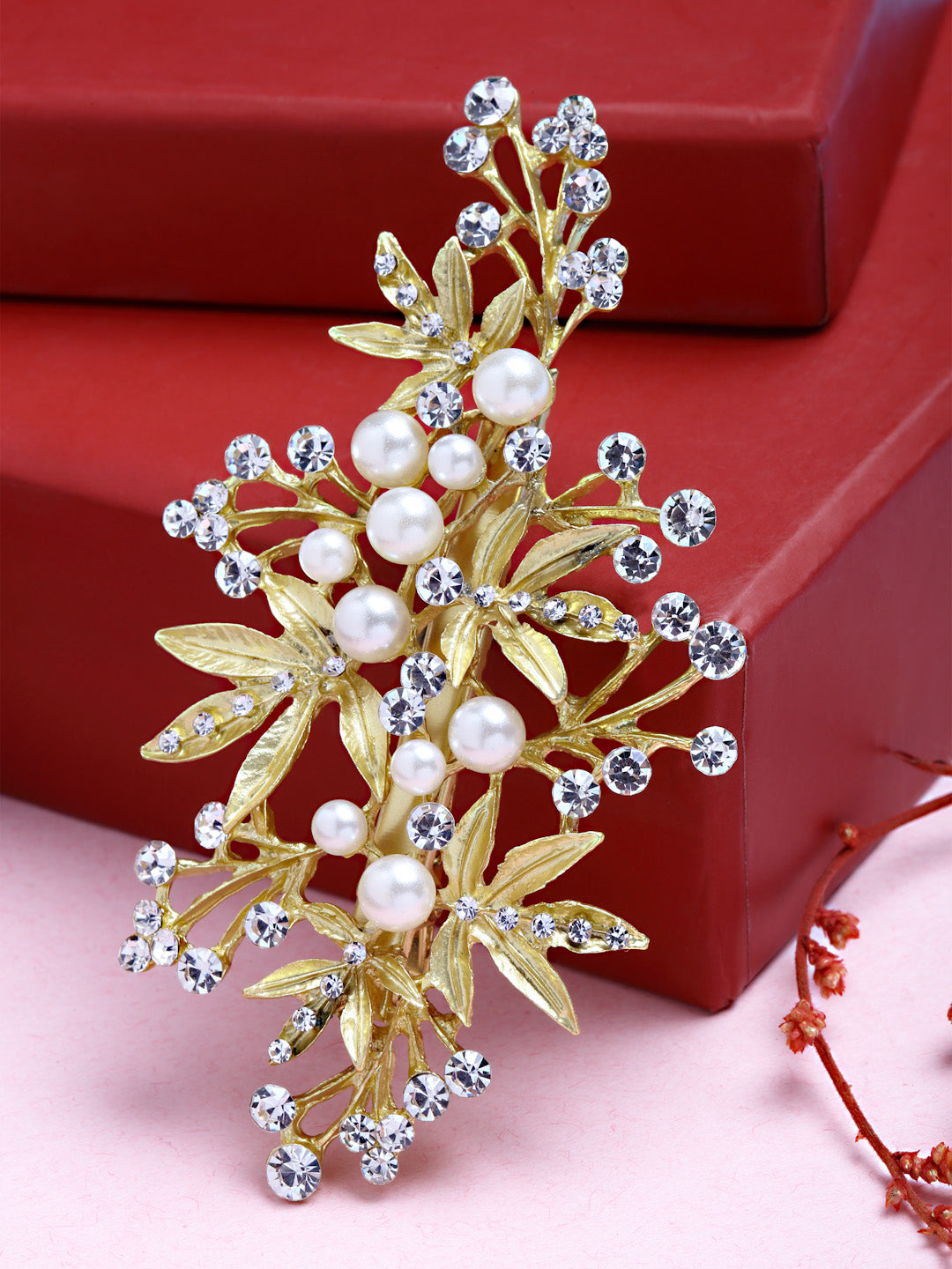 Vogue Hair Accessories Gold-Plated Stone-Studded Hair Pin