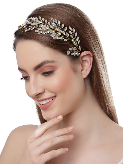 Vogue Hair Accessories Silver Handmade Crystal leaf Hairband