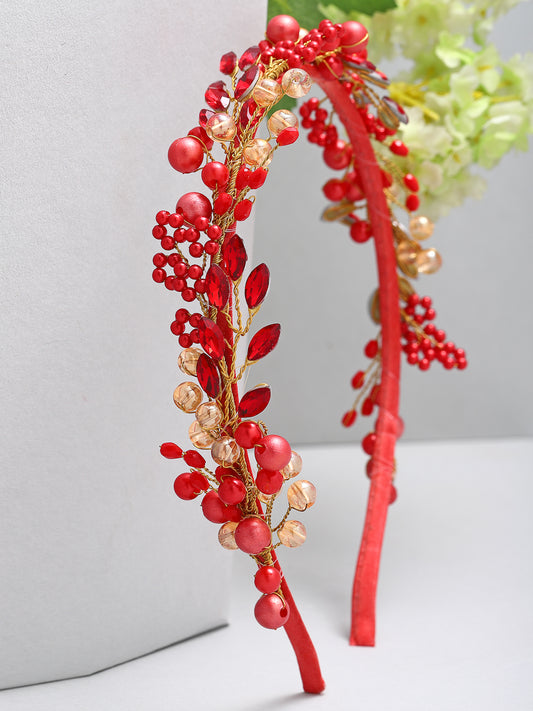 Vogue Hair Accessories Red Handmade Pearl Hairband