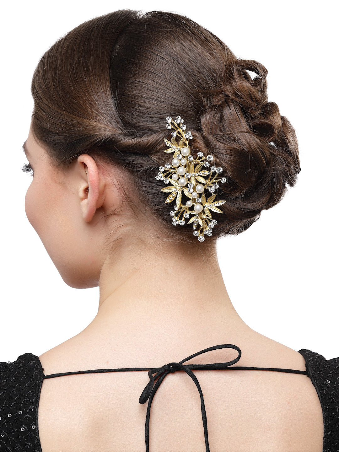 Vogue Hair Accessories Gold-Plated Stone-Studded Hair Pin