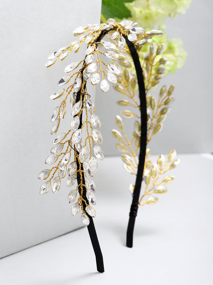 Vogue Hair Accessories Silver Handmade Crystal leaf Hairband