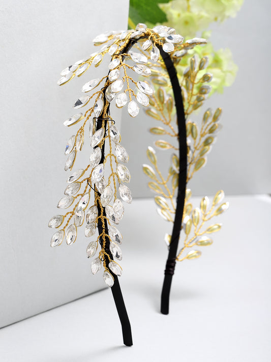 Vogue Hair Accessories Silver Handmade Crystal leaf Hairband