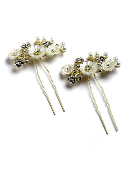 Vogue Hair Accessories Off White Metal Shell Juda Hair Pins Hair Clip Hair Accessories (Shell Juda Pin Set -2)