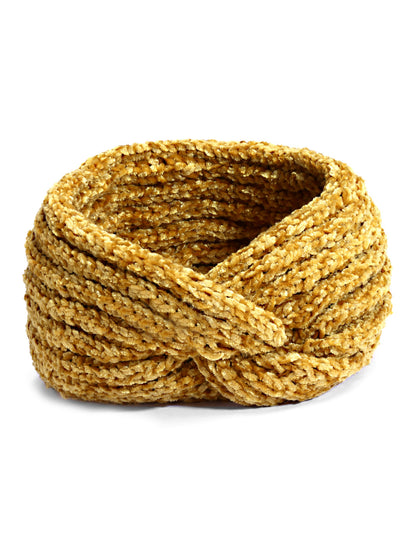 Vogue Hair Accessories Mustard Woollen Self Lines Headband