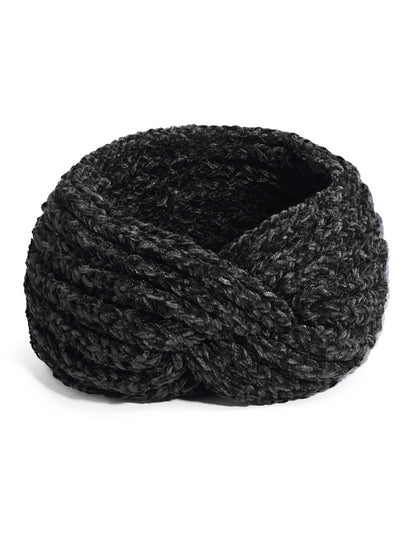 Vogue Hair Accessories Black Woollen Self Lines Headband
