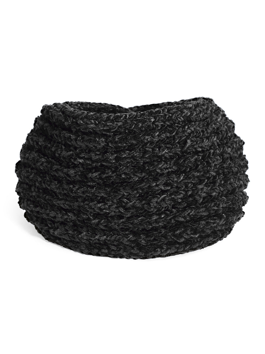 Vogue Hair Accessories Black Woollen Self Lines Headband