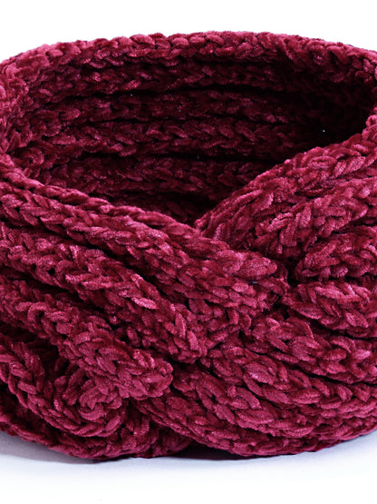 Vogue Hair Accessories Wine Woollen Self Lines Headband