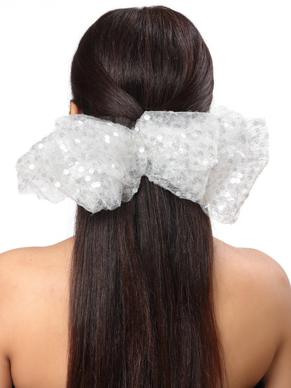 Vogue Hair Accessories Black And White Fancy Party Bow Hair Clip Back Clip For Girls and Women Set Of 2