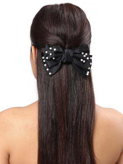 Vogue Hair Accessories Black Fancy Party Bow Hair Clip Back Clip For Girls and Women