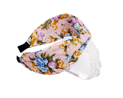 Vogue Hair Accessories Printed Fabric Knot Metal Hairband Headband for Women and Girls