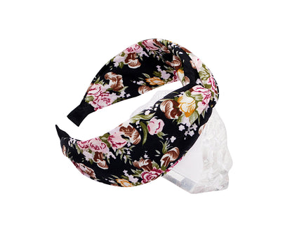 Vogue Hair Accessories Black Floral Fabric Hairband