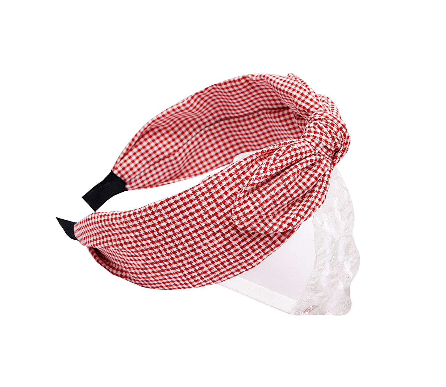 Vogue Hair Accessories Printed Fabric Knot Metal Hairband Headband for Women and Girls (Check Bow)
