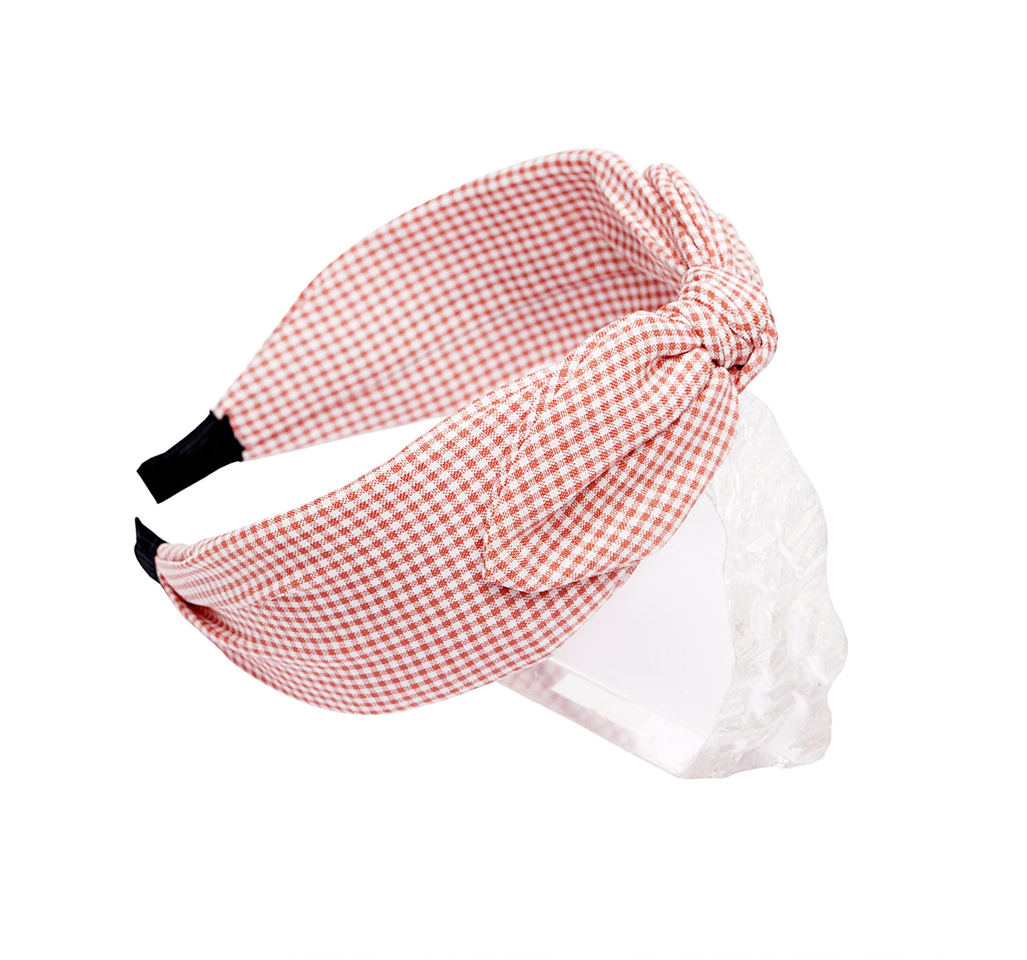 Vogue Hair Accessories Printed Fabric Knot Metal Hairband Headband for Women and Girls (Check Bow)
